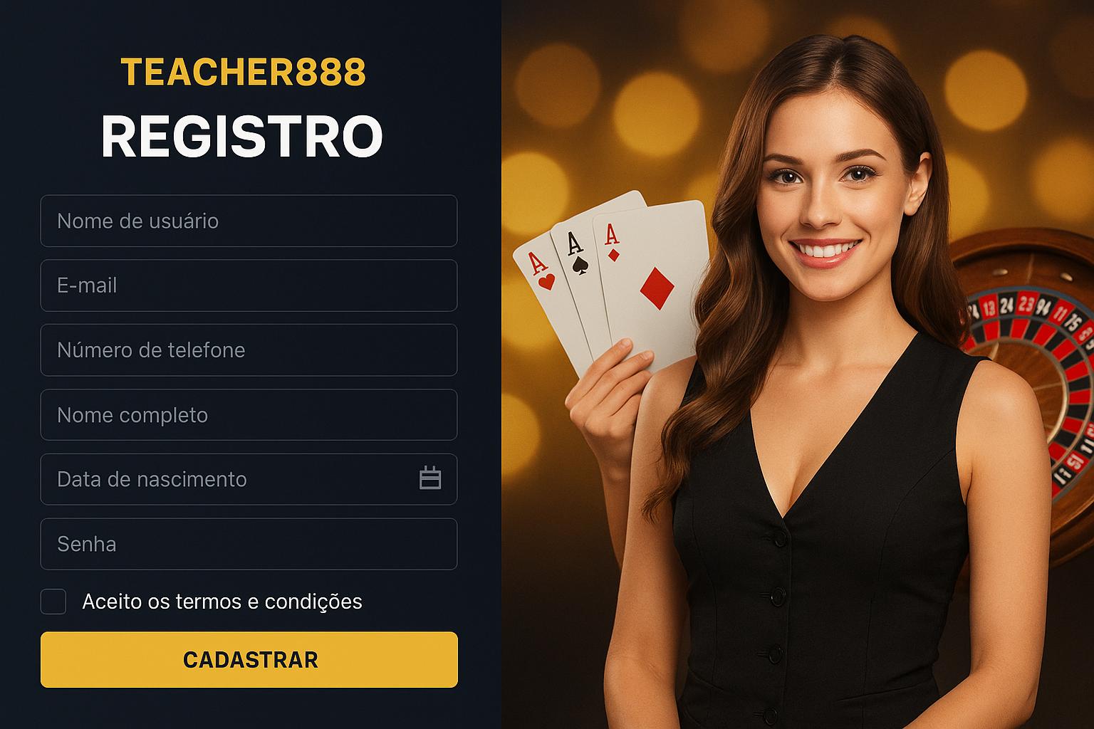 Não Perca tempo, o rRgistro na site TEACHER888